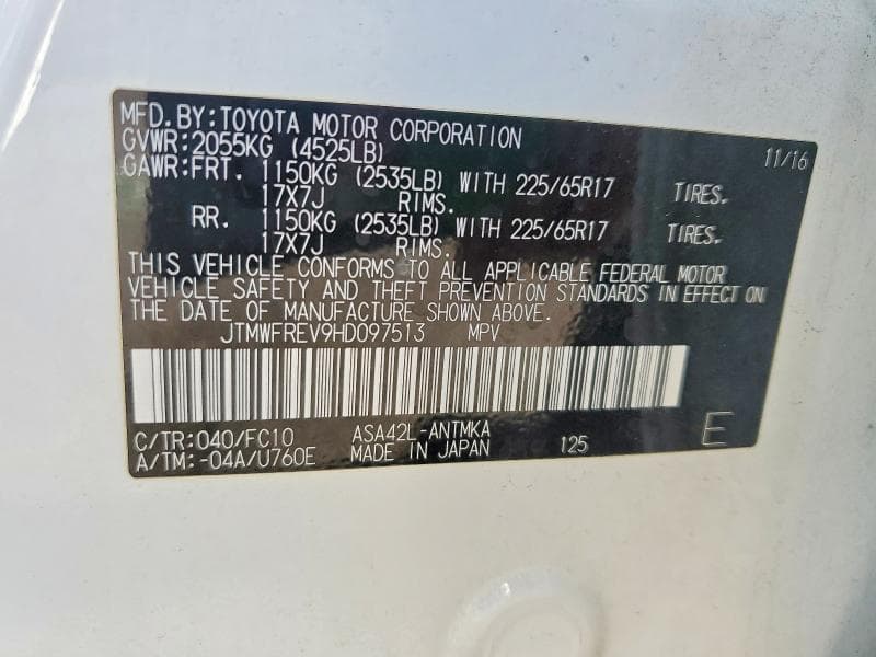 2017 TOYOTA RAV4 XLE 14
