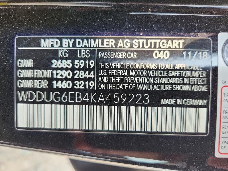 2019 MERCEDES-BENZ S 450 4MATIC 450 4MATIC 12
