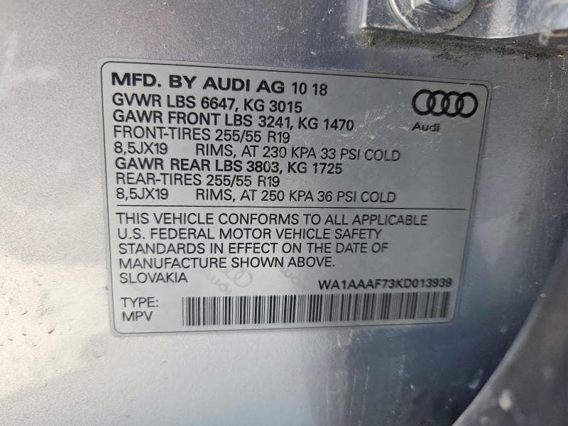 2019 AUDI Q7 PREMIUM PREMIUM 12