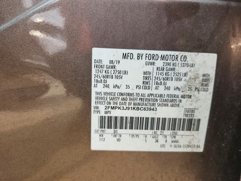 2019 FORD EDGE SEL 13