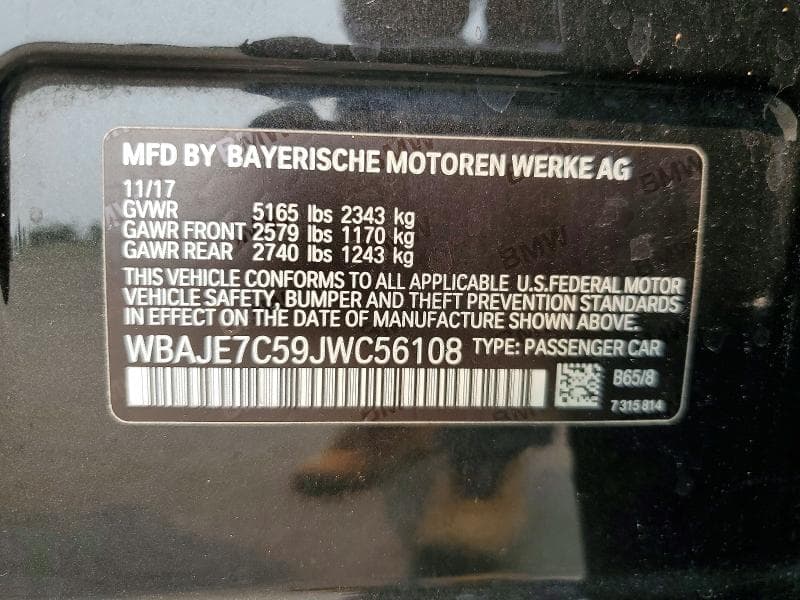 2018 BMW 540 XI XI 12