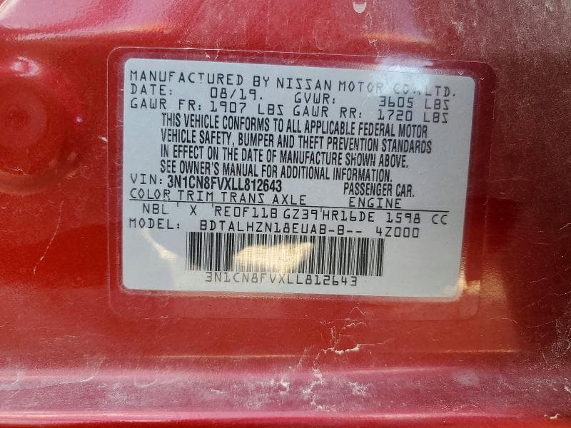 2020 NISSAN VERSA SR 12