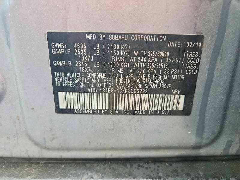 2019 SUBARU OUTBACK 2.5I LIMITED 14