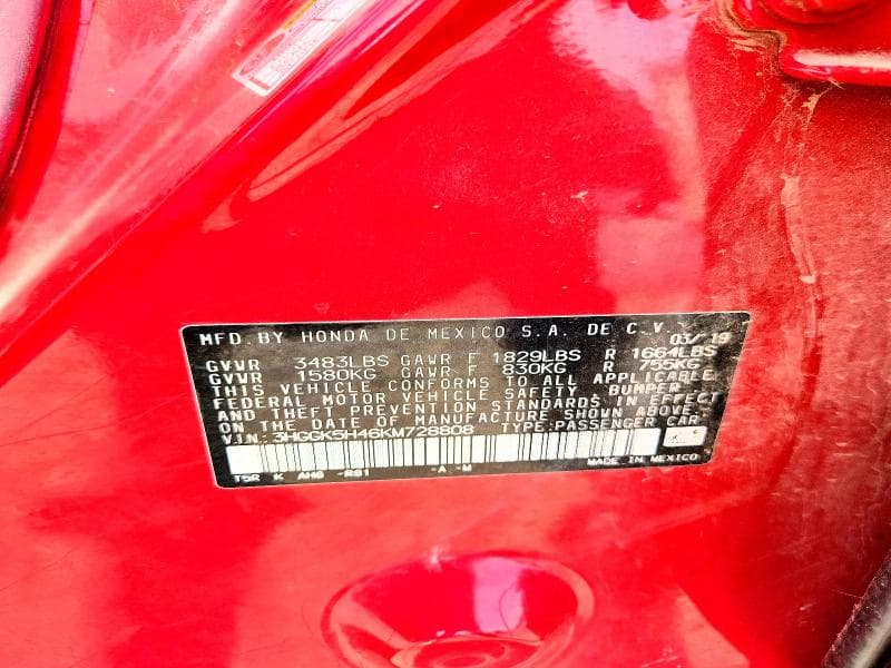 2019 HONDA FIT LX 12
