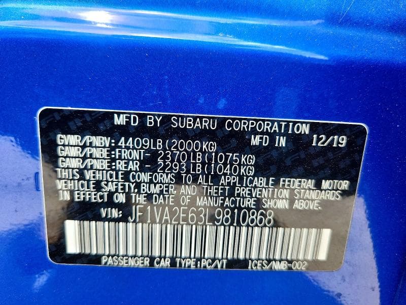 2020 SUBARU WRX STI STI 13