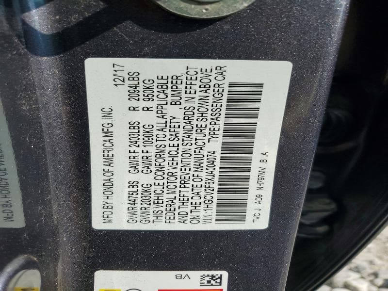 2018 HONDA ACCORD 4D 12
