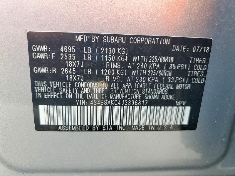 2018 SUBARU OUTBACK 2.5I LIMITED 13