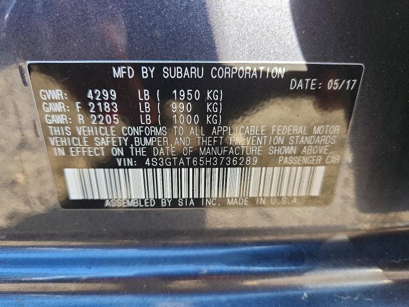 2017 SUBARU IMPREZA LIMITED 12