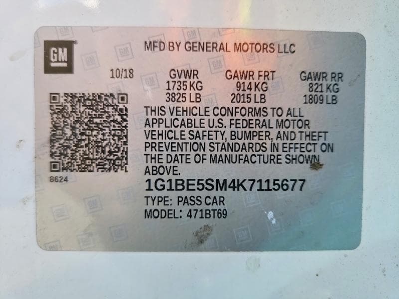 2019 CHEVROLET CRUZE LT 12
