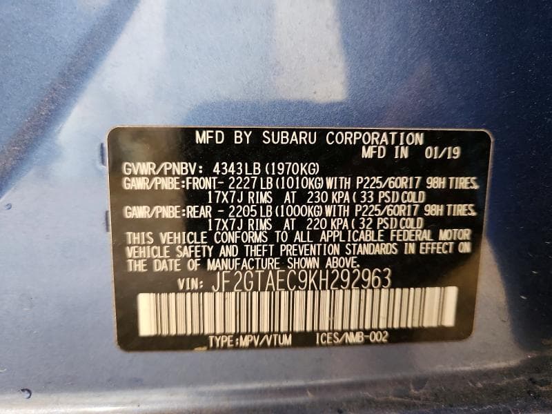 2019 SUBARU CROSSTREK PREMIUM 13