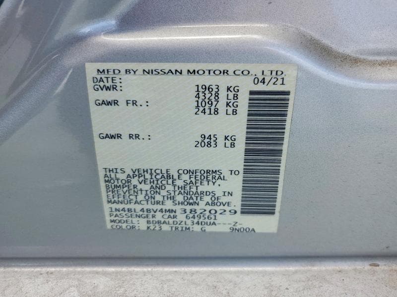 2021 NISSAN ALTIMA S 13