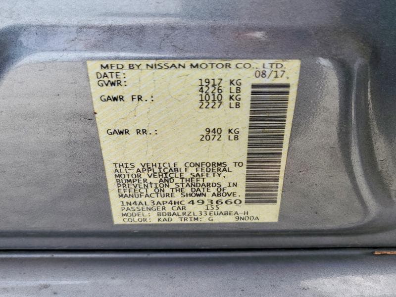 2017 NISSAN ALTIMA 2.5 12