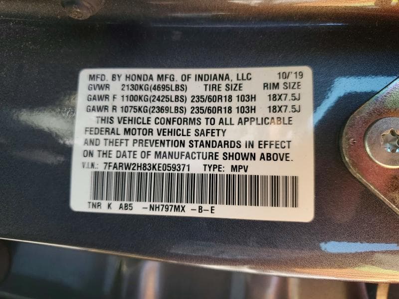 2019 HONDA CR-V EXL 13