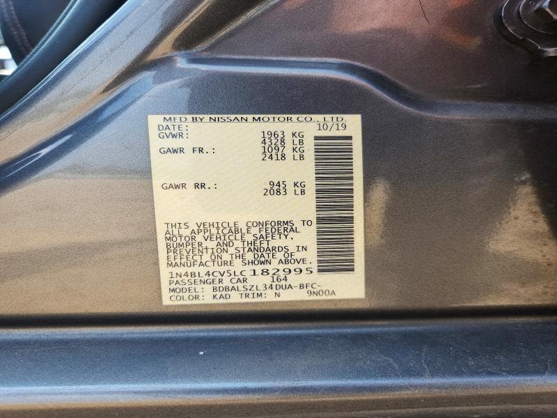2020 NISSAN ALTIMA SR 12