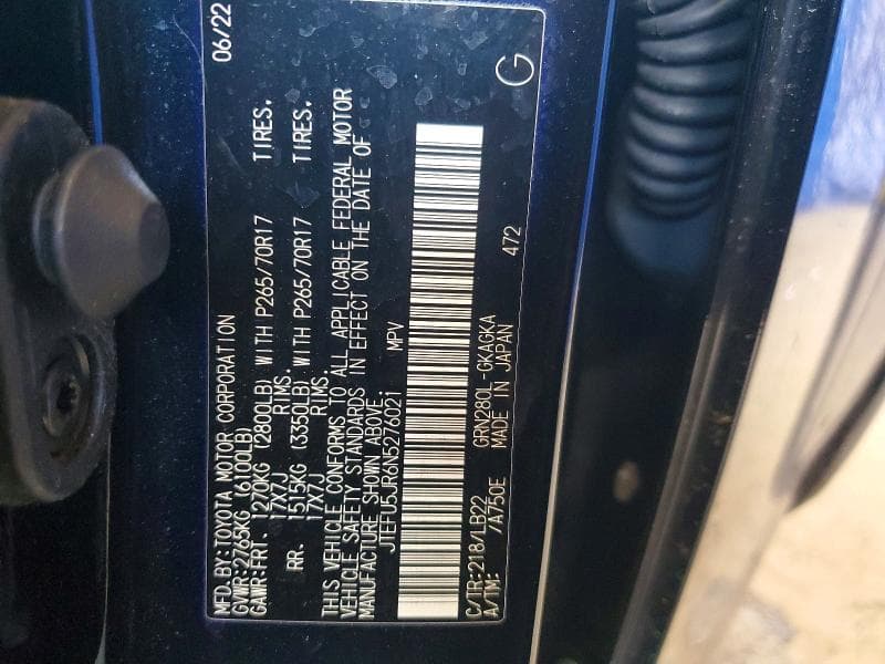 2022 TOYOTA 4RUNNER SR5 PREMIUM SR5 PREMIUM 12