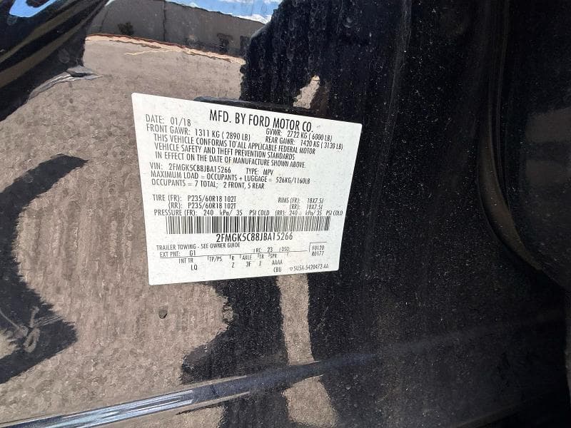 2018 FORD FLEX SEL SEL 10