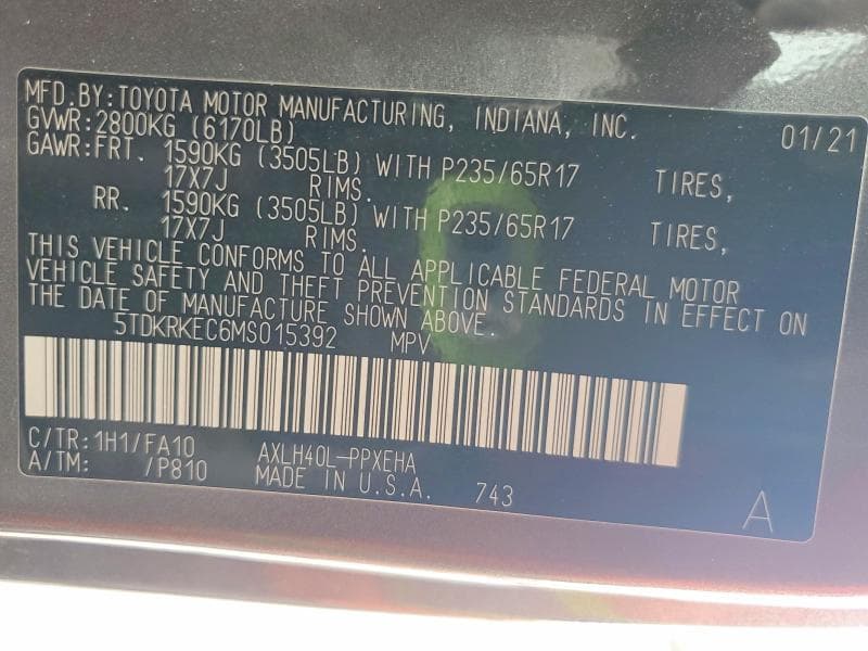 2021 TOYOTA SIENNA LE 13