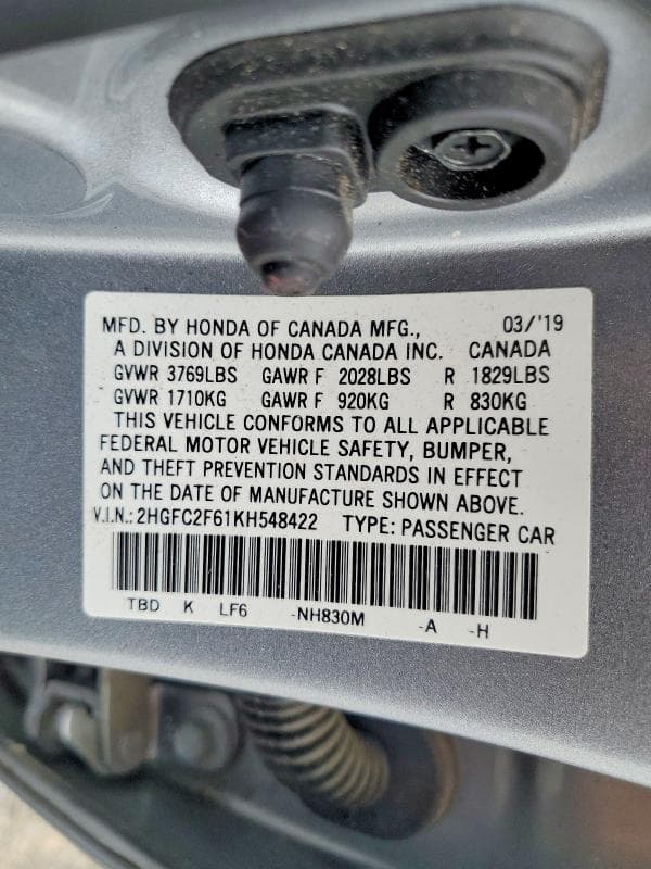 2019 HONDA CIVIC LX 12