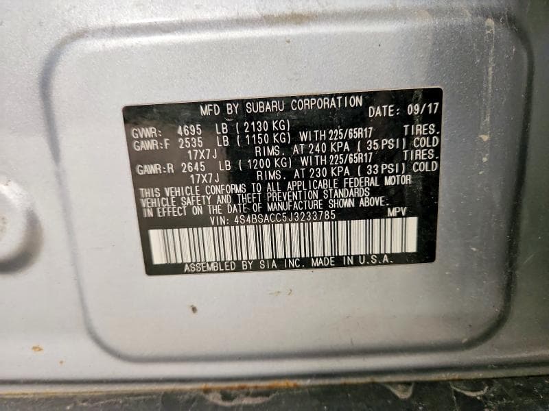 2018 SUBARU OUTBACK 2.5I PREMIUM 2.5I PREMIUM 13