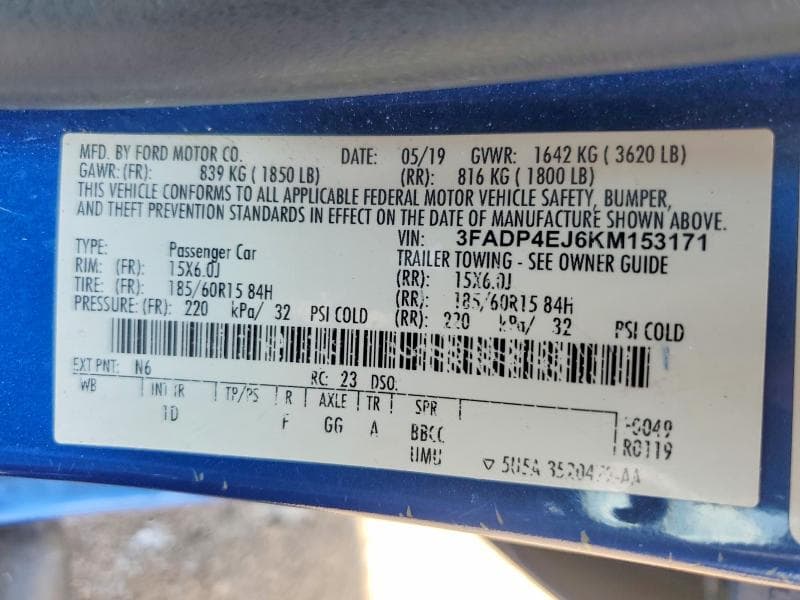 2019 FORD FIESTA SE 12