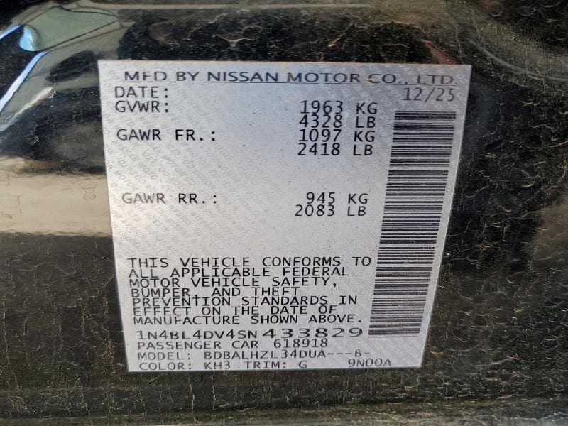 2025 NISSAN ALTIMA SV 13