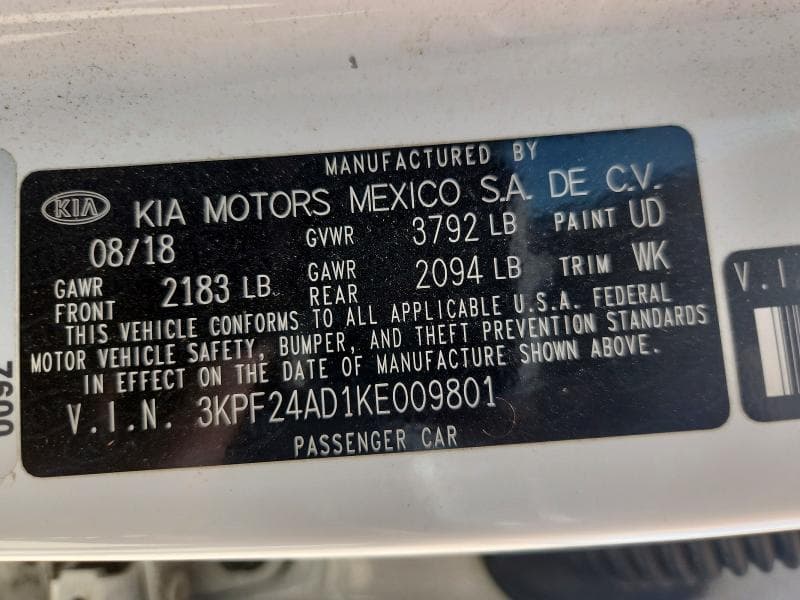 2019 KIA FORTE FE 12