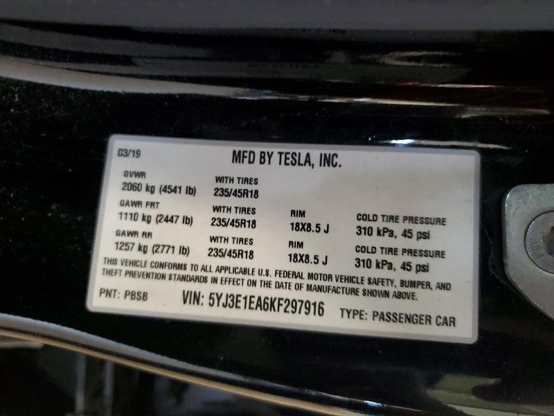 2019 TESLA MODEL 3 12