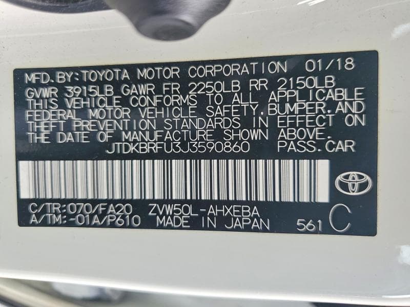 2018 TOYOTA PRIUS TWO 12