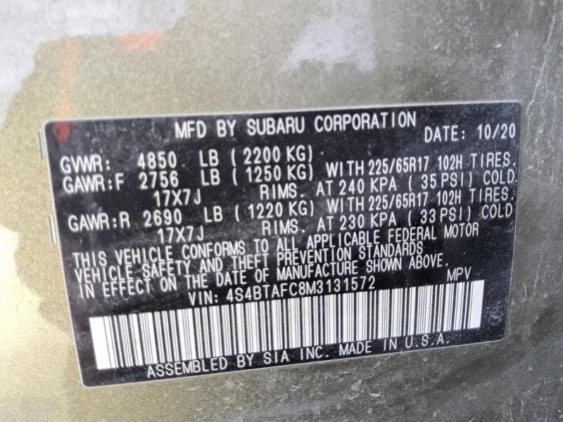 2021 SUBARU OUTBACK PREMIUM 12