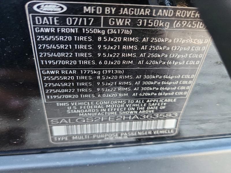 2017 LAND ROVER RANGE ROVER SUPERCHARGED SUPERCHARGED 14