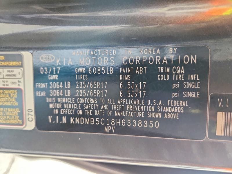2017 KIA SEDONA LX 13