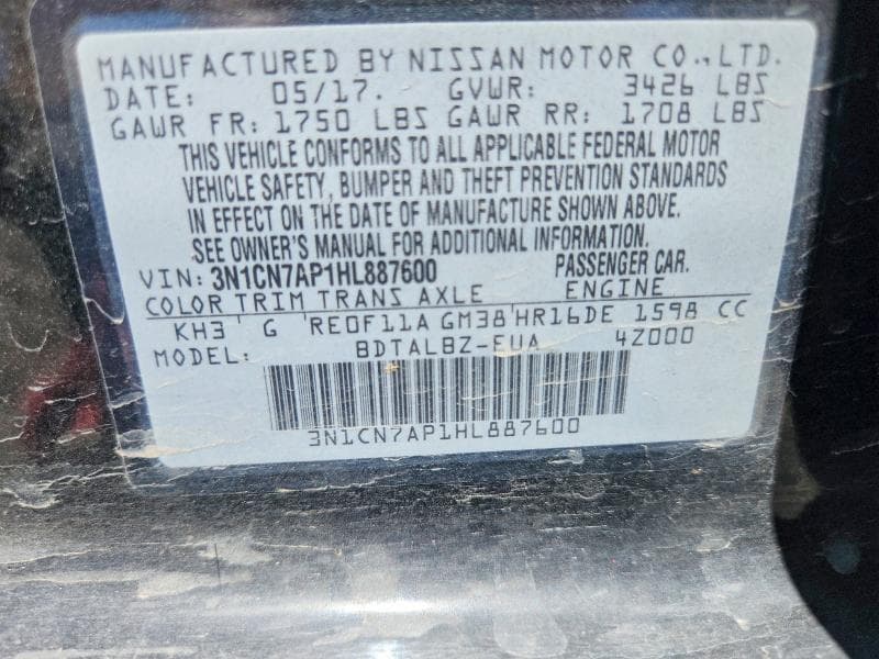 2017 NISSAN VERSA 1.6 S 12