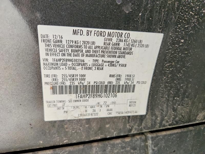 2017 FORD TAURUS LIMITED 12