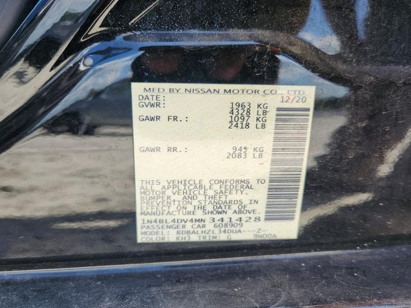 2021 NISSAN ALTIMA SV 12