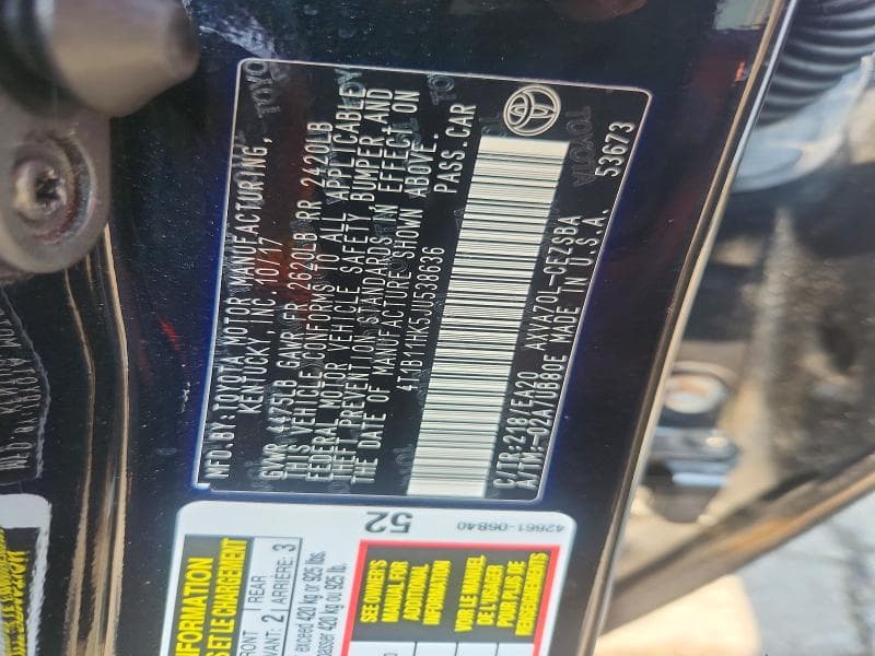 2018 TOYOTA CAMRY SE 12