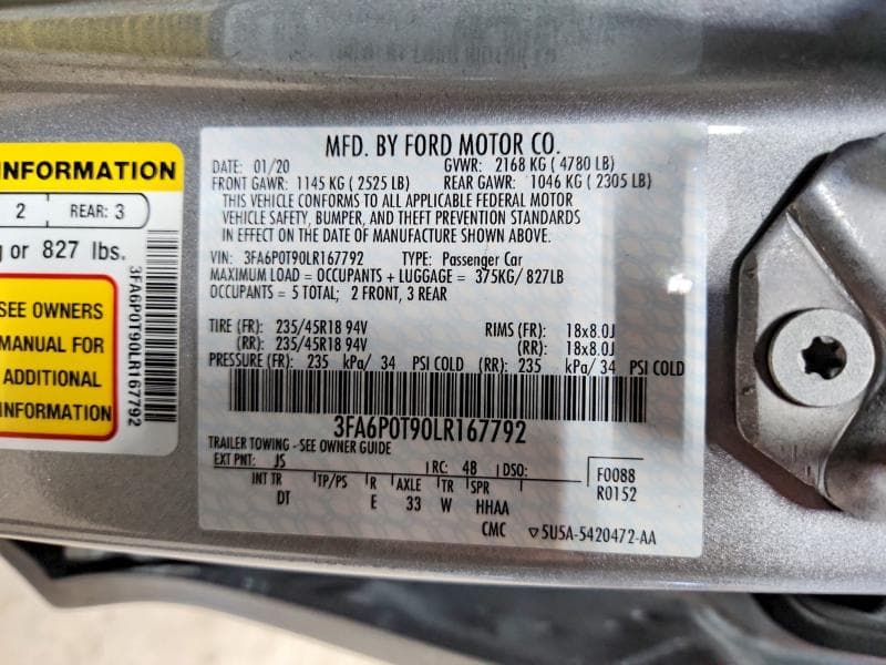 2020 FORD FUSION SE 12