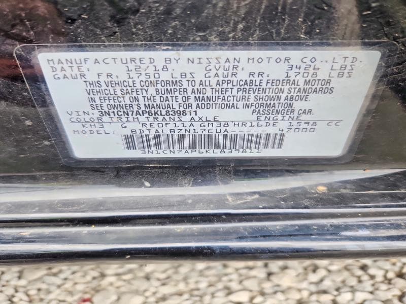 2019 NISSAN VERSA SV 12