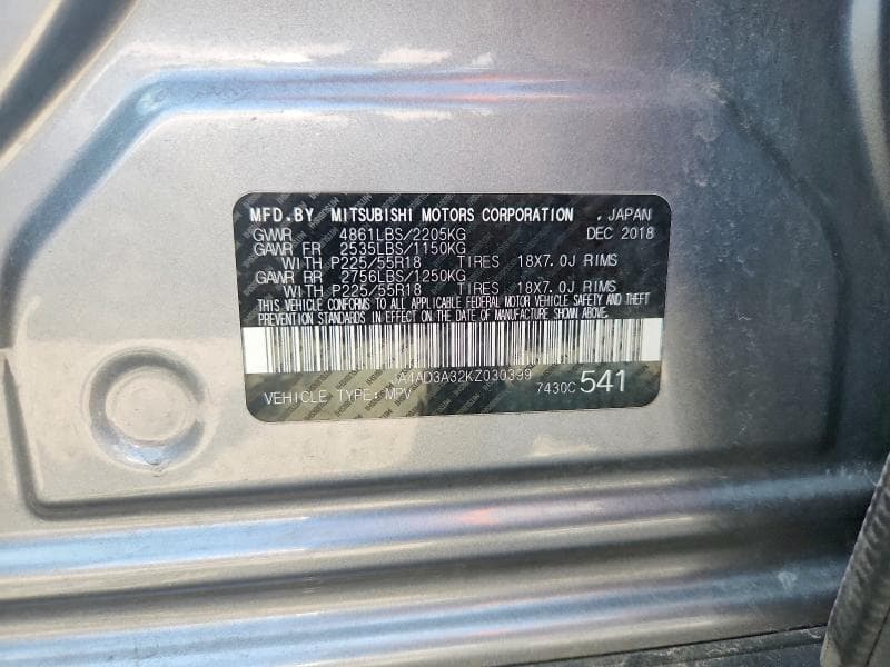 2019 MITSUBISHI OUTLANDER SE 12