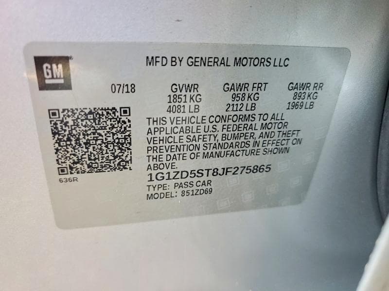 2018 CHEVROLET MALIBU LT 12