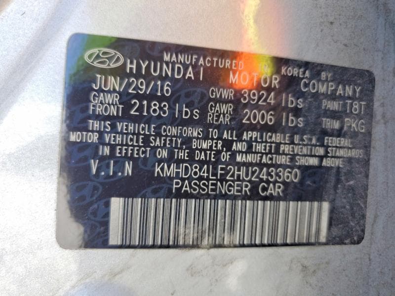 2017 HYUNDAI ELANTRA SE 12