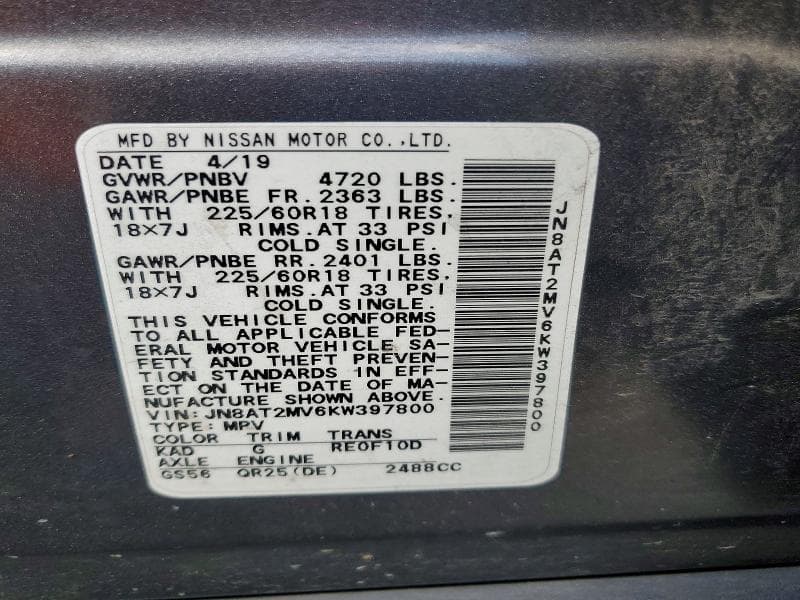 2019 NISSAN ROGUE SV 14