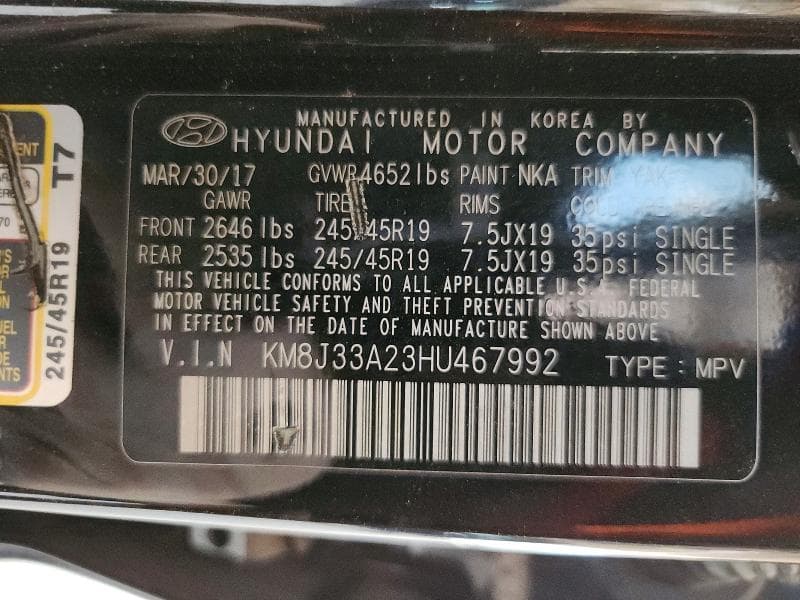 2017 HYUNDAI TUCSON LIMITED LIMITED 12