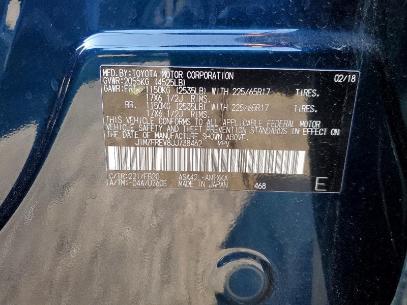 2018 TOYOTA RAV4 LE LE 12