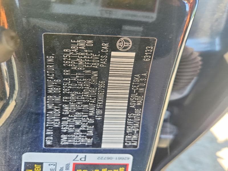 2017 TOYOTA CAMRY SE 12