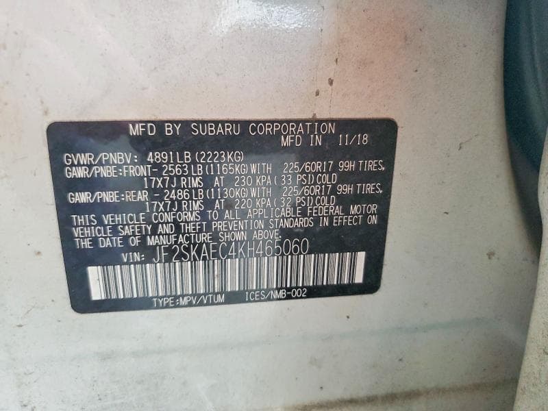 2019 SUBARU FORESTER PREMIUM 12