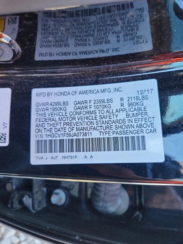 2018 HONDA ACCORD EXL 12