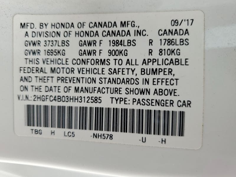 2017 HONDA CIVIC LX 12