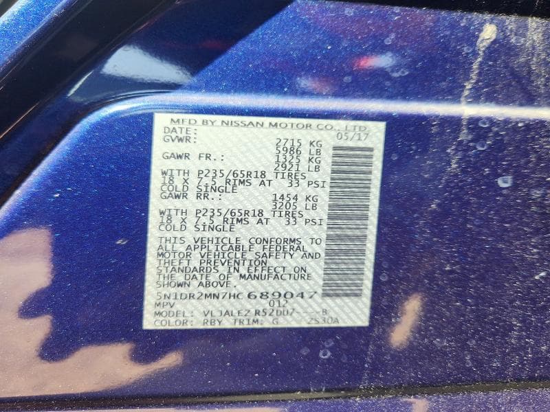 2017 NISSAN PATHFINDER SV 13