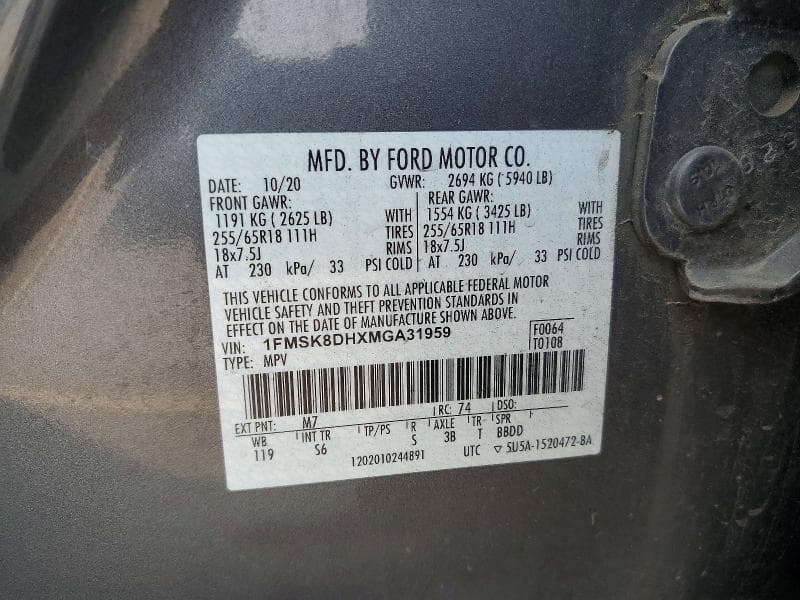 2021 FORD EXPLORER XLT 13