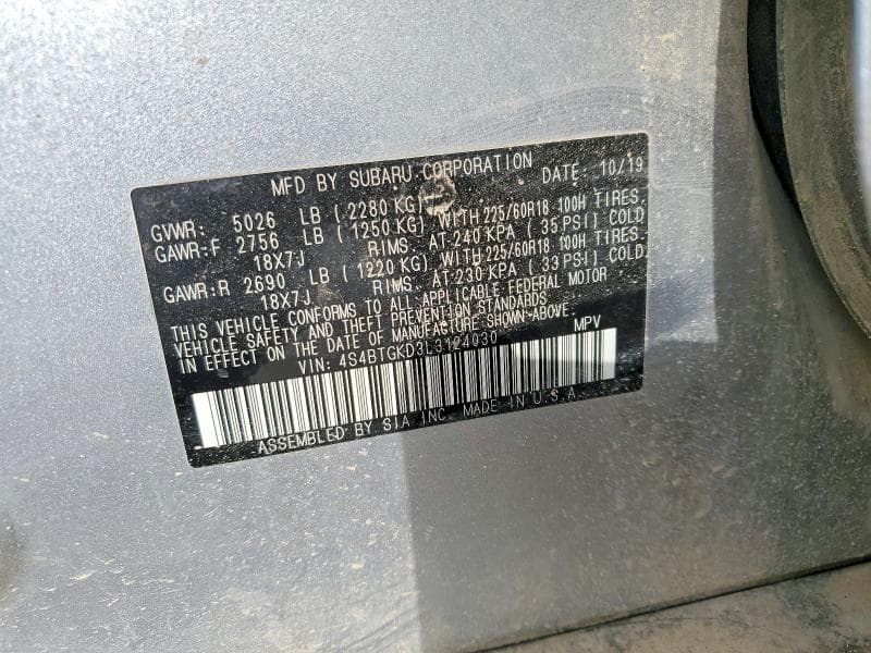 2020 SUBARU OUTBACK ONYX EDITION XT 12